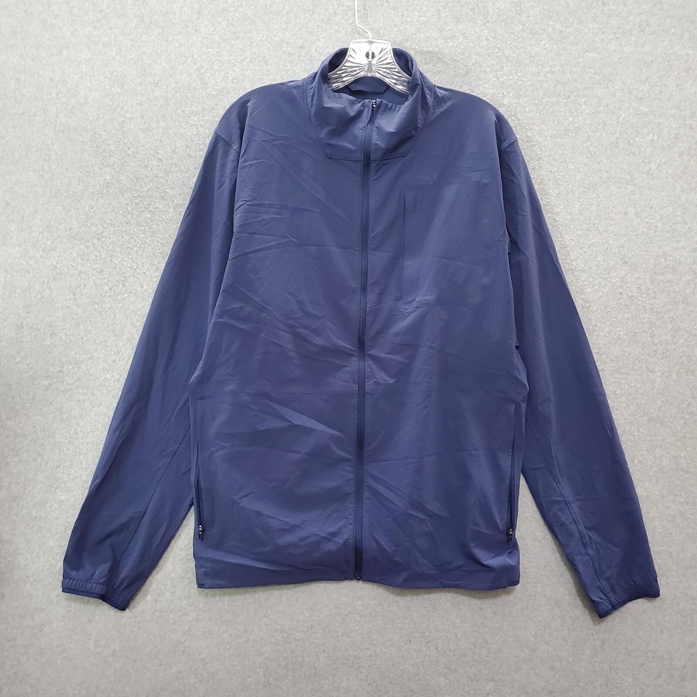 Lululemon Men Jacket Large Blue Expeditionist Full Zip Pockets Mock Neck READ